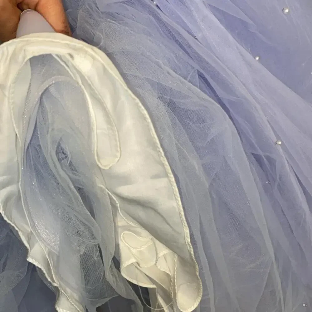 Sky Blue Dress with Sequin Appliques - Picture 12 of 12